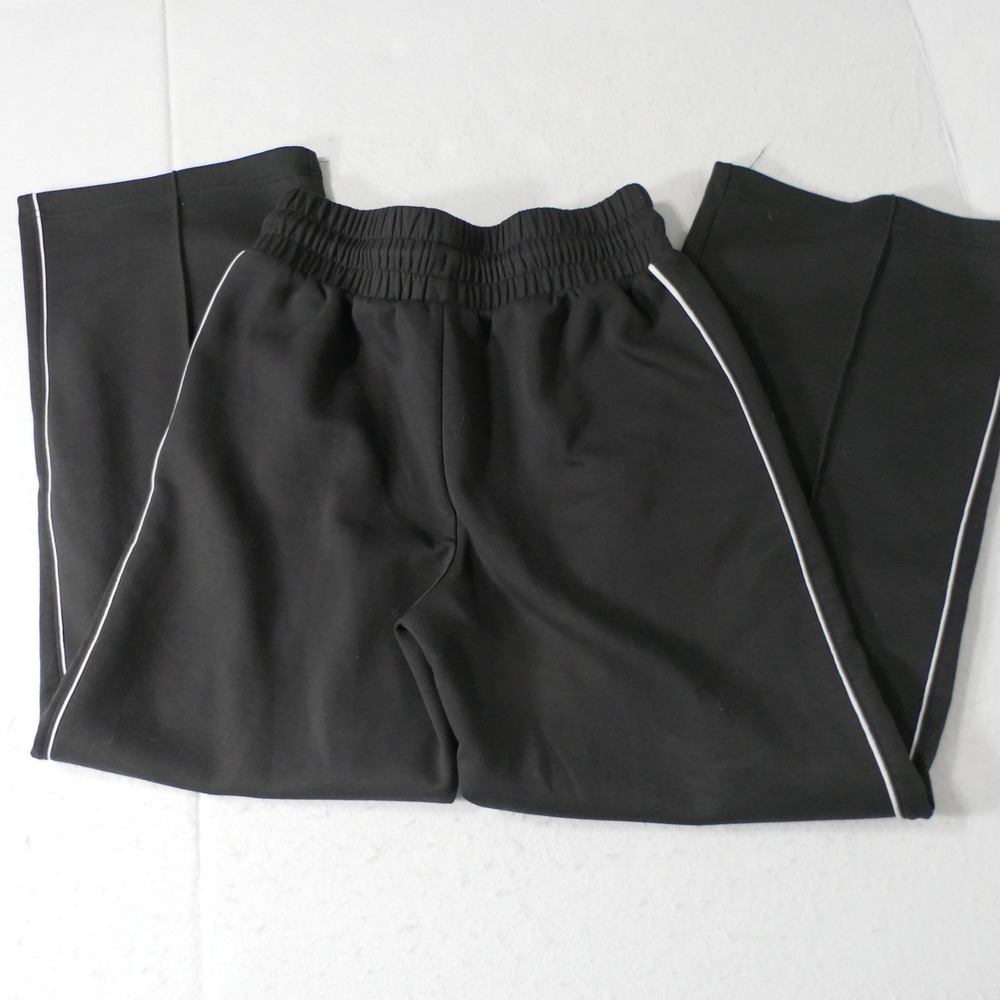 Avia Women Track Pants XS Black White Piping Wide Leg Athleisure Sporty Tailored